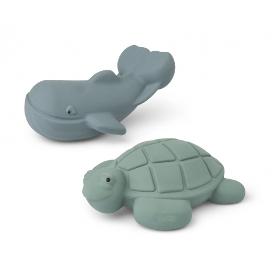 Jouet pour le bain Ned x2 - Peppermint et bleu whale