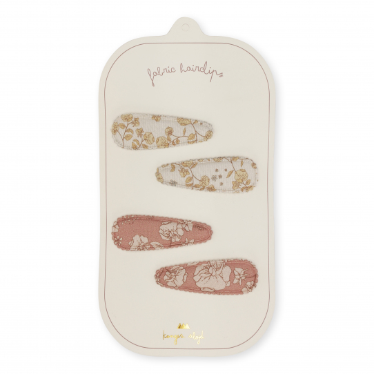 4 barrettes - Petit soleil et blossom rouge