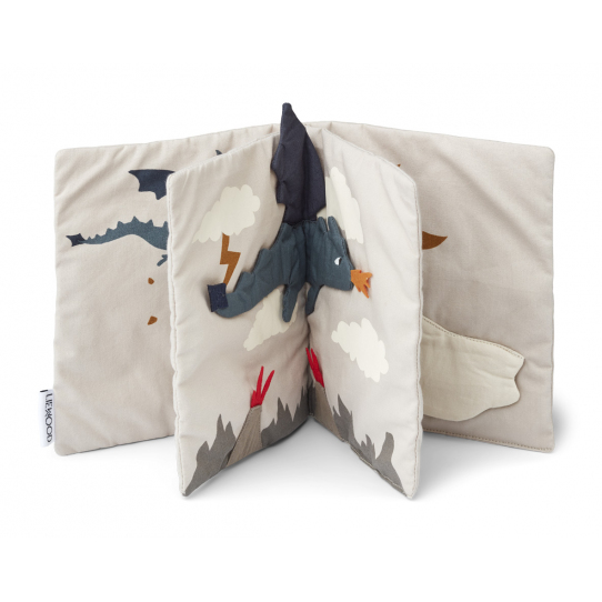 Livre en tissu Drako - Petit dragon beige foncé