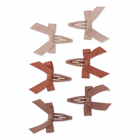 6 barrettes noeuds - Rouge