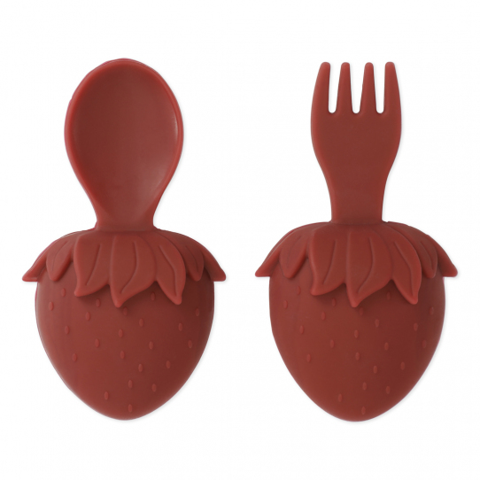 Cuillère et fourchette bébé - Fraise