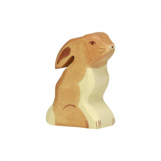 Lapin assis en bois