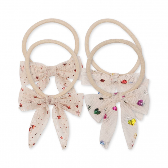 4 élastiques Bowie - Heart of gold et Etoile pink sparkle