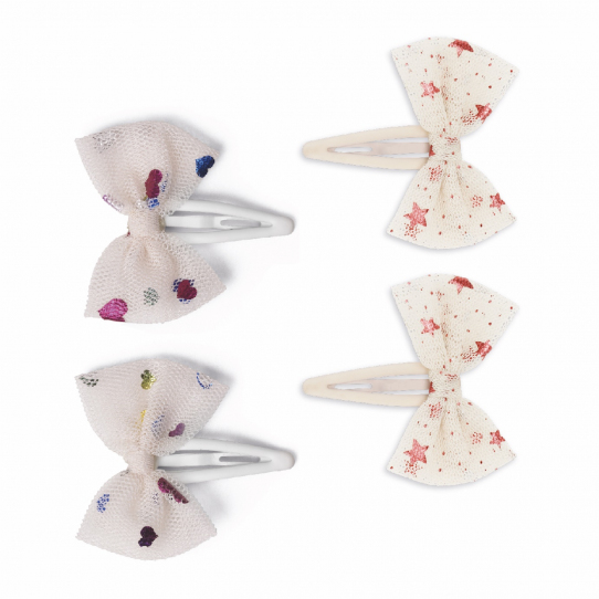 4 barrettes Bowie - Heart of gold et Etoile pink sparkle