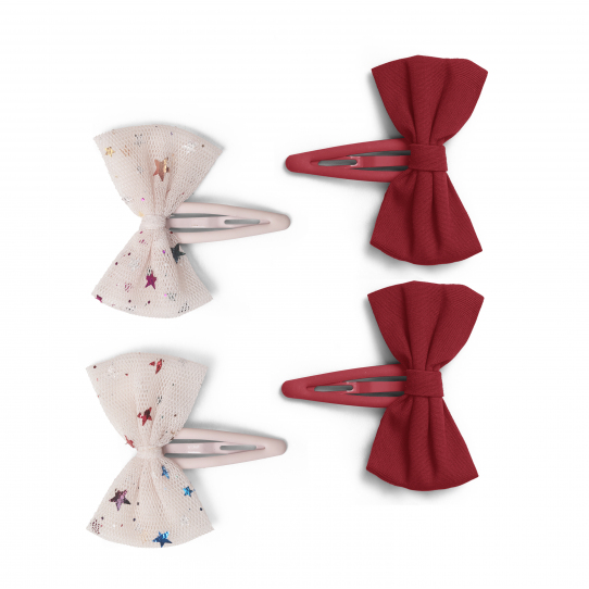 4 barrettes Bowie - Etoiles et rouge