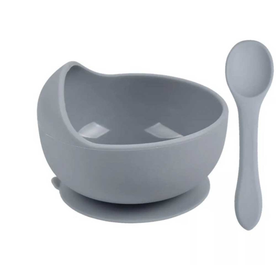 Bol avec ventouse et cuillère - Bleu