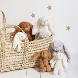 Doudou Lapin - Gris et Liberty - 31 cm