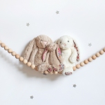 Doudou Lapin - Blanc et Liberty - 31 cm