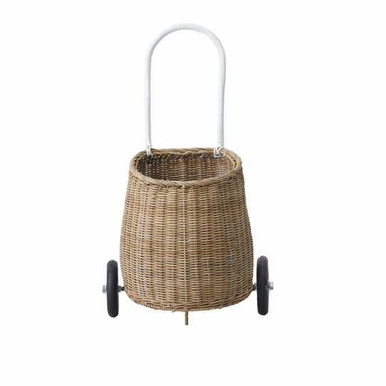 Mini panier osier à roulettes - Naturel