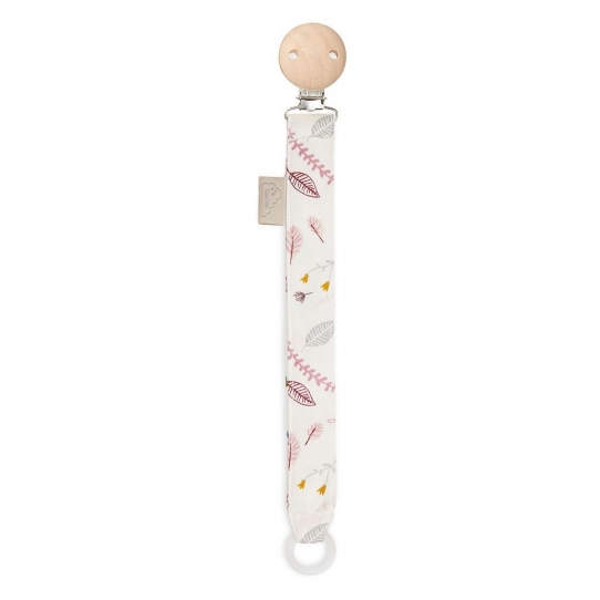 Attache tétine - Feuilles rose