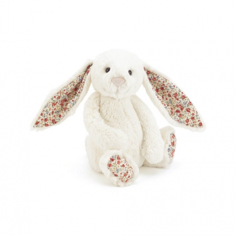 Doudou Lapin - Blanc et Liberty - 18 cm