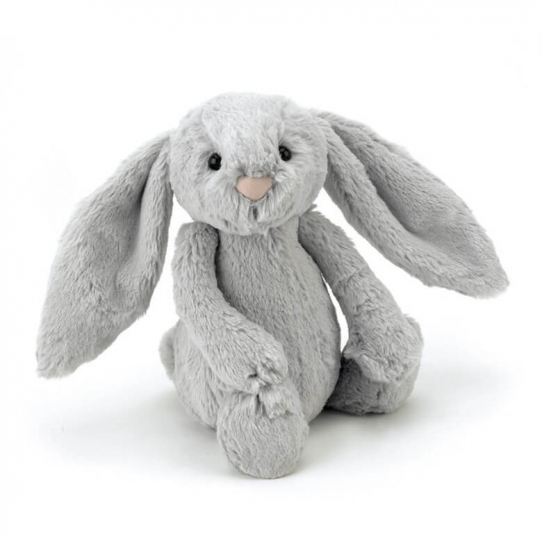 Doudou Lapin - Gris et Liberty - 31 cm