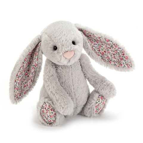 Doudou Lapin - Gris et Liberty - 31 cm