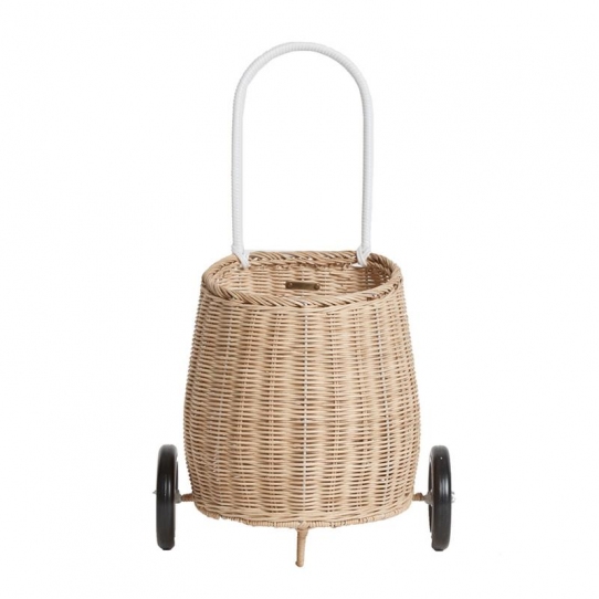 Mini panier en osier à roulette - Naturel clair