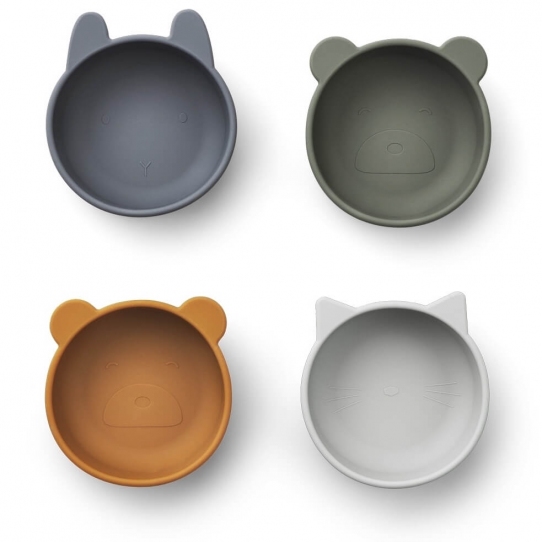 Set de 4 bols en silicone - bleu