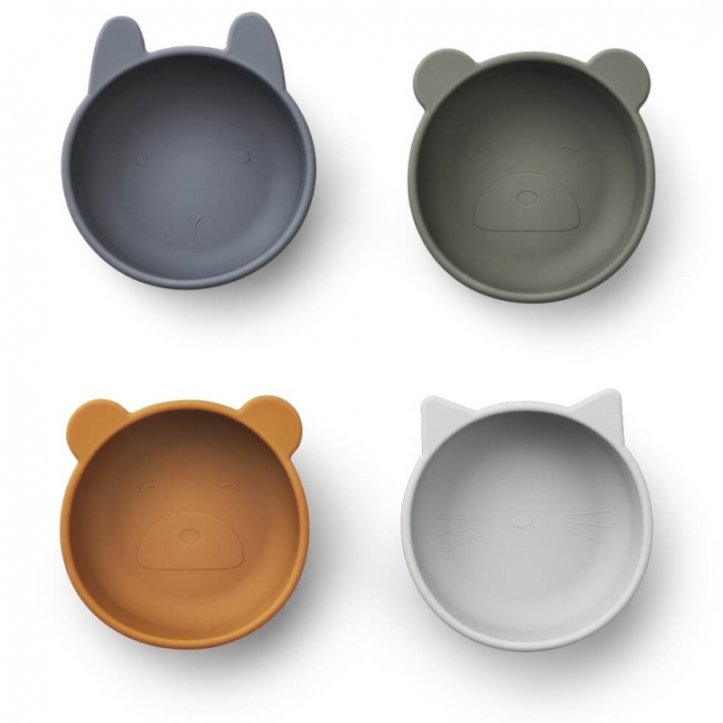 Liewood Set De 4 Bols En Silicone Blue Mix Iggy Petit Sixieme