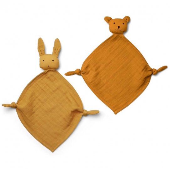 Mini Doudou Lange x2 - Mix moutarde