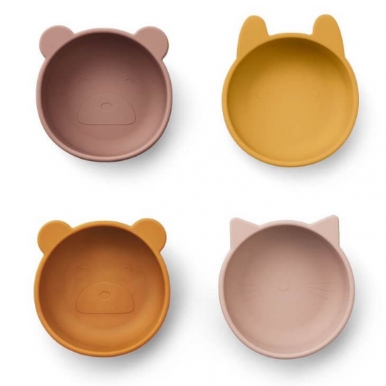 Set de 4 bols en silicone - rose