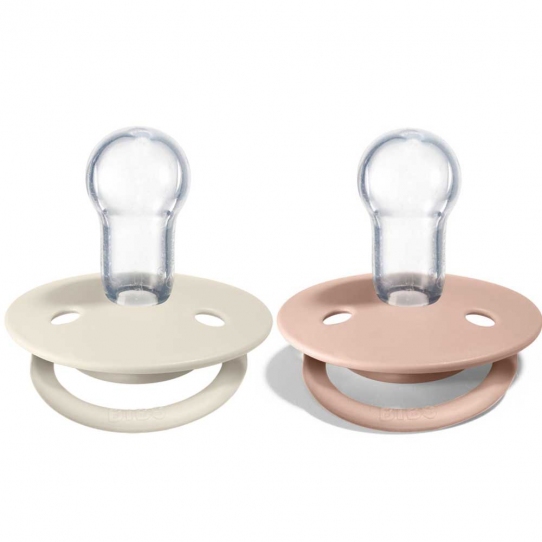 2 Tétines de Lux silicone - Ivoire et Rose poudré