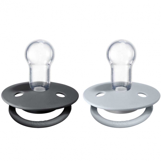 2 Tétines de Lux silicone - Gris iron et Bleu Layette