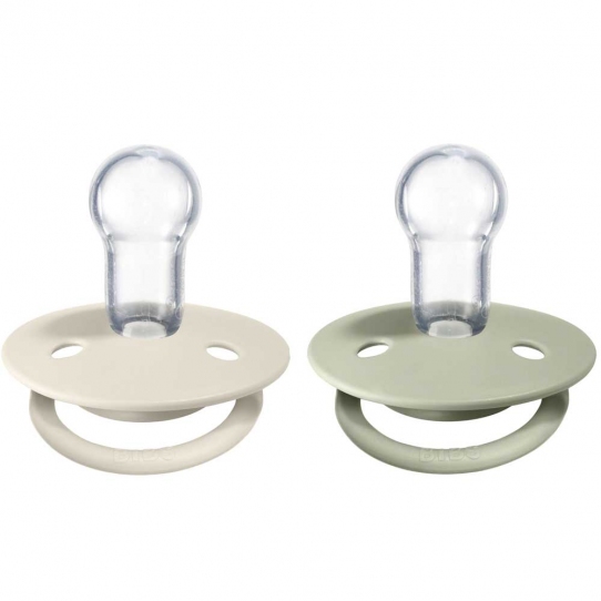 2 Tétines de Lux silicone - Ivoire et Vert amande