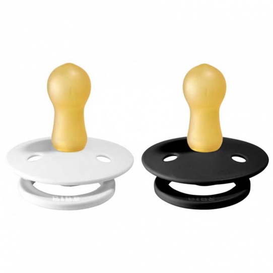 2 Tétines Caoutchouc - Blanc et Noir