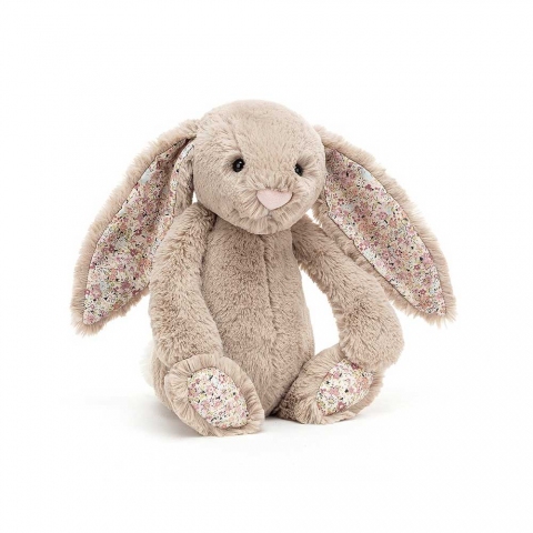 Doudou Lapin - Beige et Liberty - 18 cm