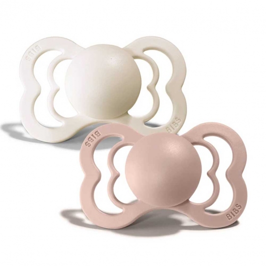 2 Tétines Suprême Silicone - Rose poudré et Ivoire