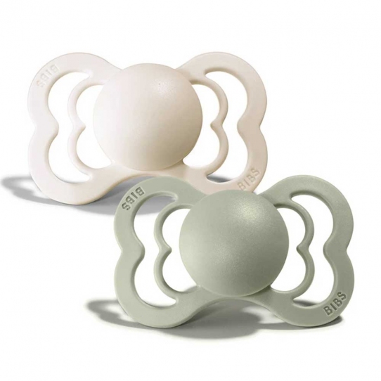 2 Tétines Suprême Silicone - Ivoire et Vert amande