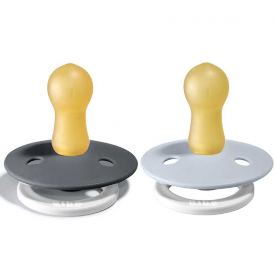 2 Tétines Caoutchouc - Gris iron phospho et Bleu layette phospho