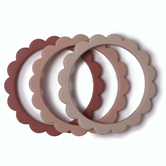 Bracelets x3 silicone Fleur - Blush, Rose, Sand