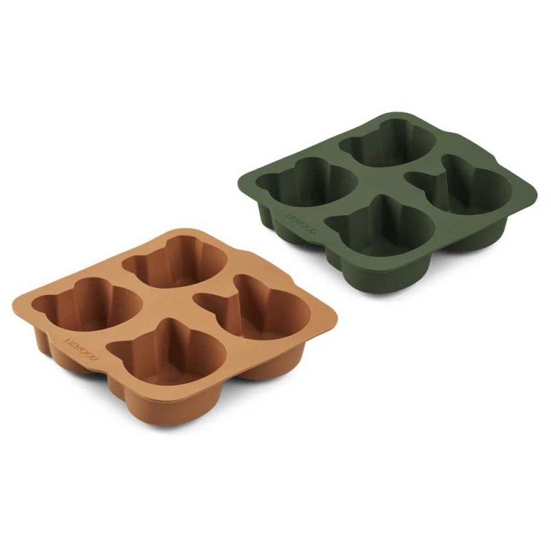 Liewood 2 Moules A Gateaux Mariam En Silicone Hunter Green Et Mustard Petit Sixieme