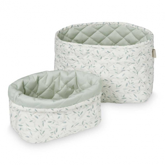 Panier de rangement x 2 - Feuilles vert