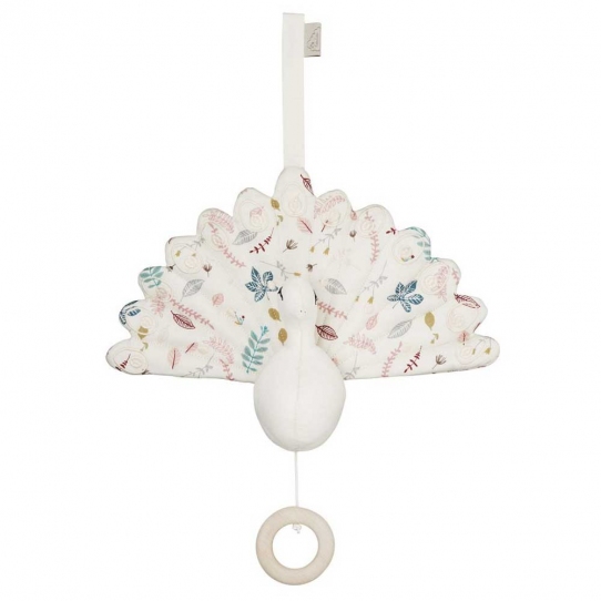 Mobile Musical Paon - Feuilles rose