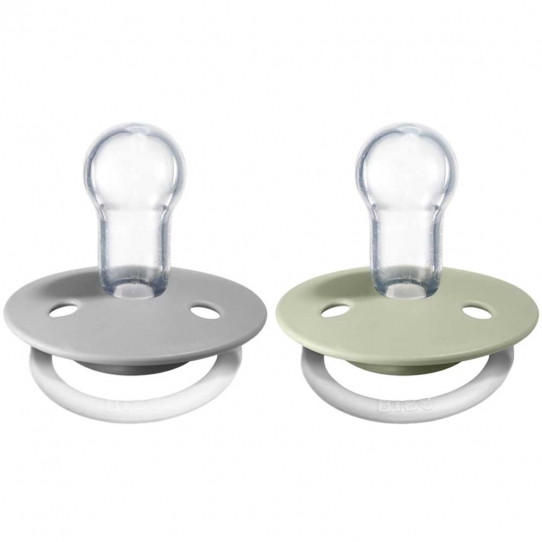 2 Tétines Lux silicone - Vert amande et Gris nuage phosphorescentes