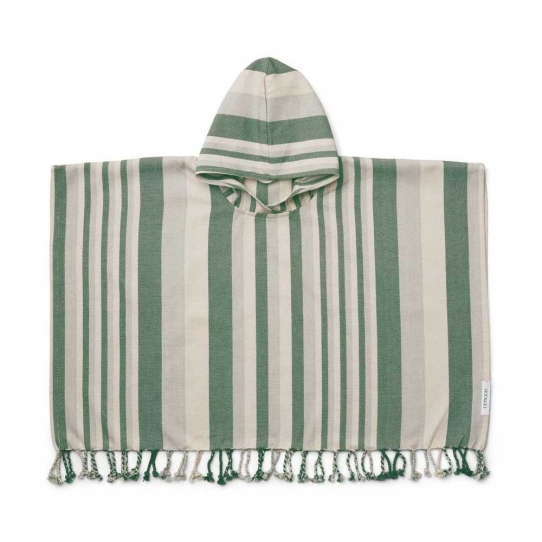 Poncho Roomie - Garden green rayé sandy et dove blue
