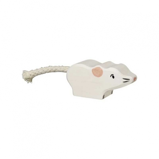 Souris blanche en bois