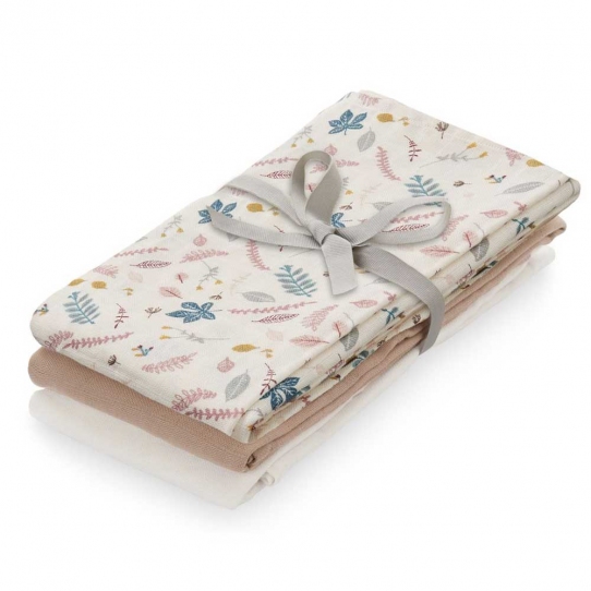 Lange x 3 - Pressed leaves rose, dusty rose, creme white