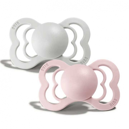 2 Tétines Suprême Silicone - Gris brume et Rose fleur