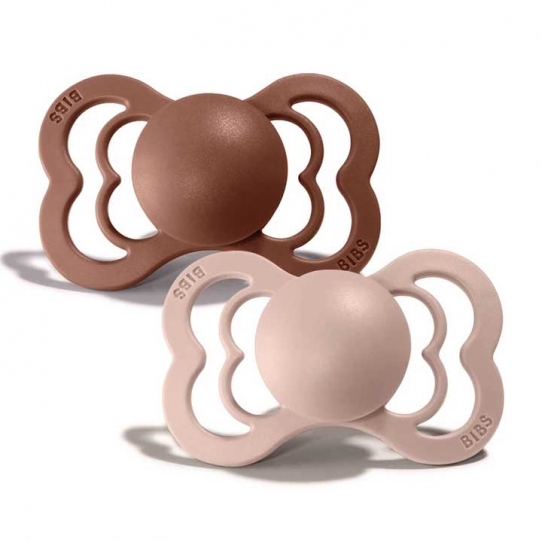 2 Tétines Suprême Silicone - Terracotta et Rose poudré