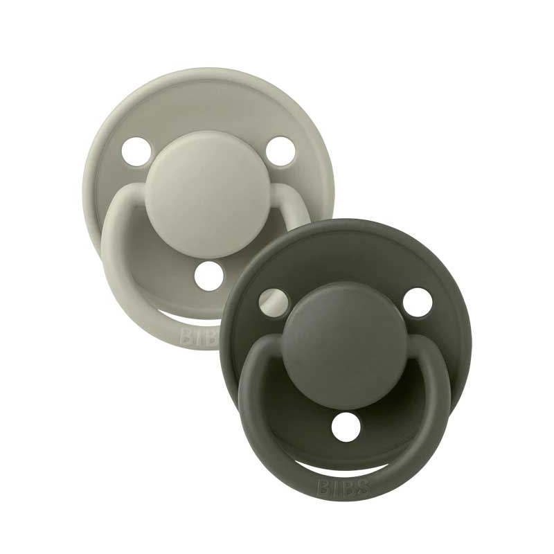 BIBS 2 Tétines BIBS de Lux en silicone Vert amande et Kaki Petit