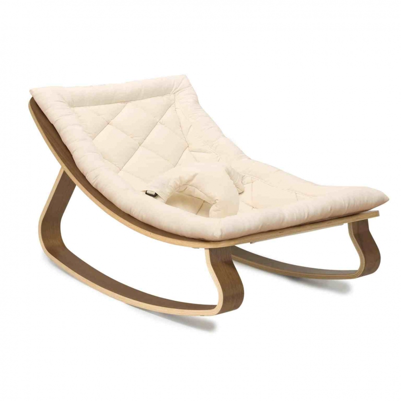 Charlie Crane Transat Bebe En Bois De Noyer Et Assise Organic White Petit Sixieme