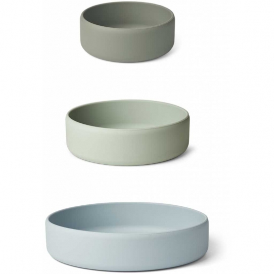 3 bols en silicone Audrey - Green multi mix
