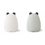2 Veilleuses rechargeables Callie - Panda crème et bleu dove