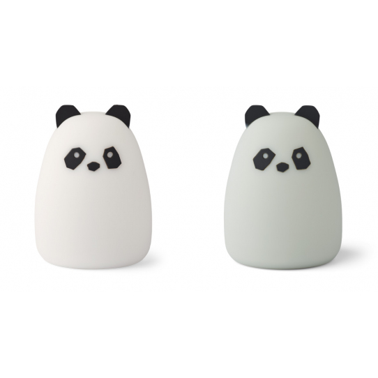 2 Veilleuses rechargeables Callie - Panda crème et bleu dove